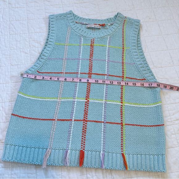 Alice + Olivia Rosalina Grid Shell Sweater Vest Plaid Large - Picture 4 of 10